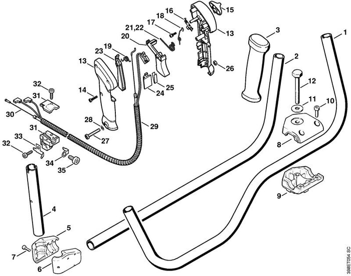 STIHL 4116-180-1106 Gaszug positie 29 technische tekening