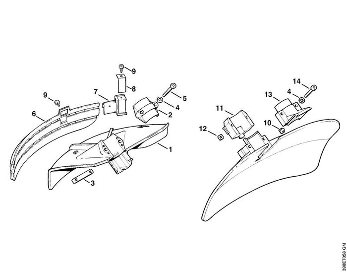 STIHL 4116-713-4501 Schutz positie 1 technische tekening