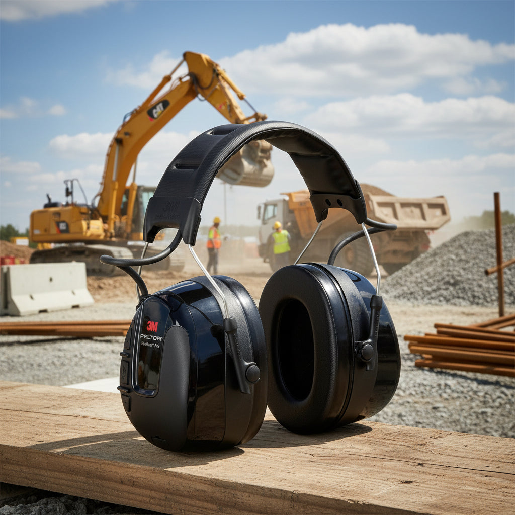 3M Peltor Gehörschutz Worktunes PRO mit Kopfstütze in Aktion