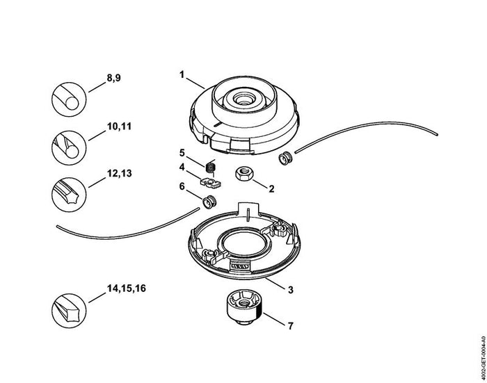 STIHL 4001-998-0400 Schenkelfeder positie 5 technische tekening