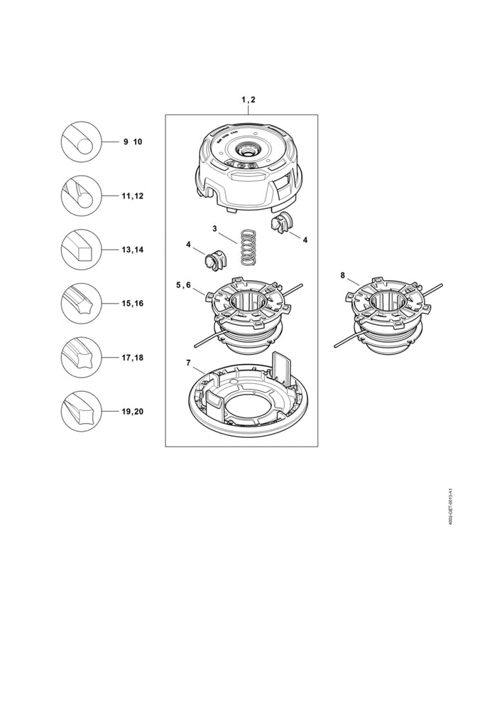 STIHL 4002-710-4320 Spuleneinsatz mit Faden positie 5 technische tekening