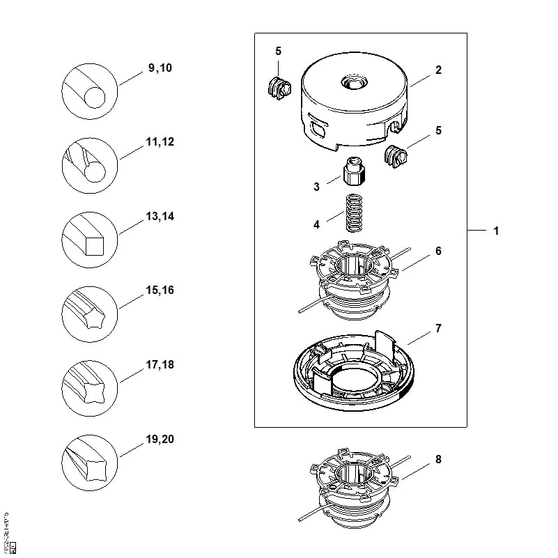 STIHL 4002-713-9608 Oberteil positie 2 technische tekening