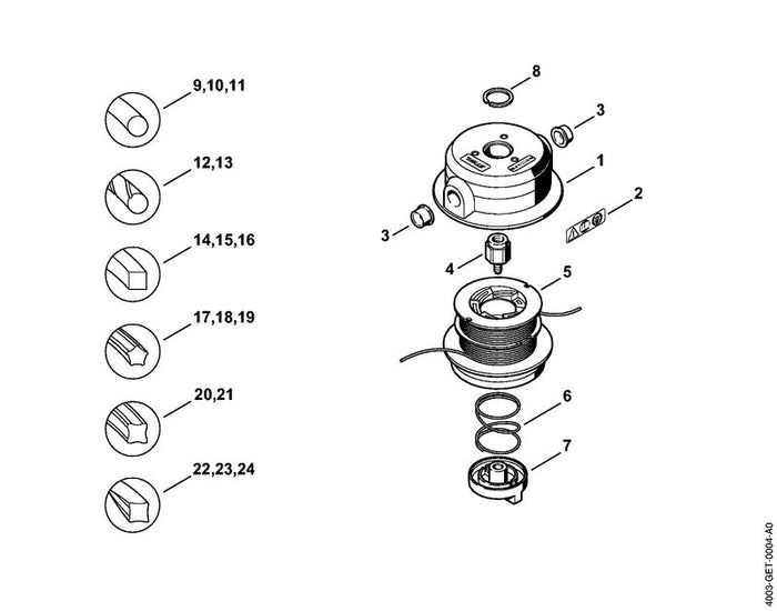 STIHL 4003-713-6501 Bundschraube M12x1,5 links positie 4 technische tekening