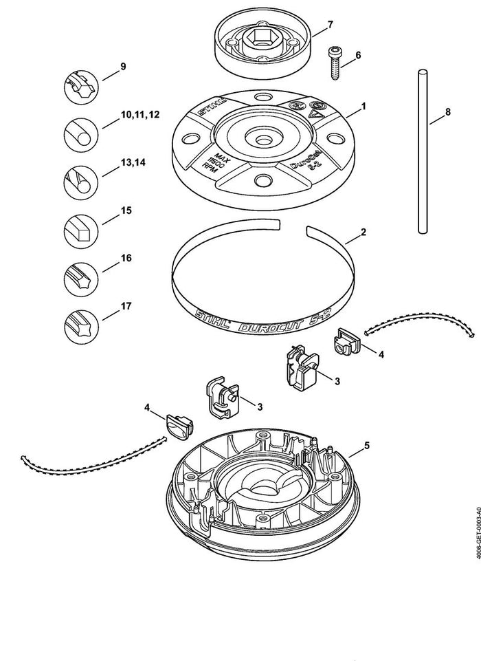 STIHL 4006-967-4604 Hinweisschild positie 2 technische tekening
