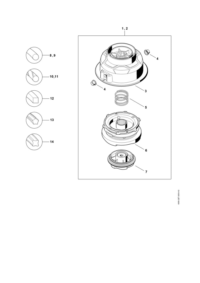 STIHL 4006-710-3602 Spulengehäuse positie 3 technische tekening