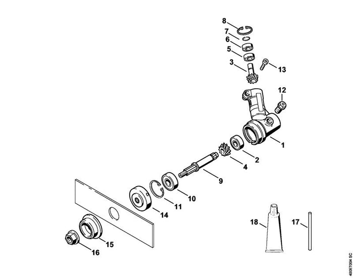 STIHL 4133-640-0107 Getriebe positie -1 technische tekening