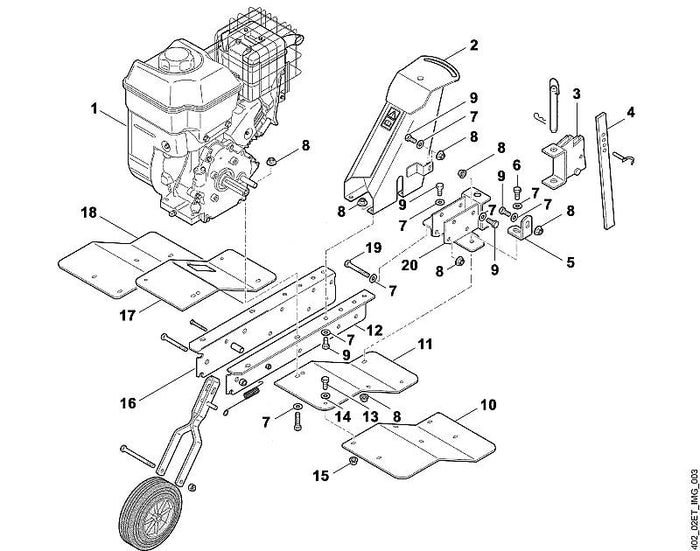 STIHL 9007-318-1950 Sechskantschraube M8x50 positie 19 technische tekening