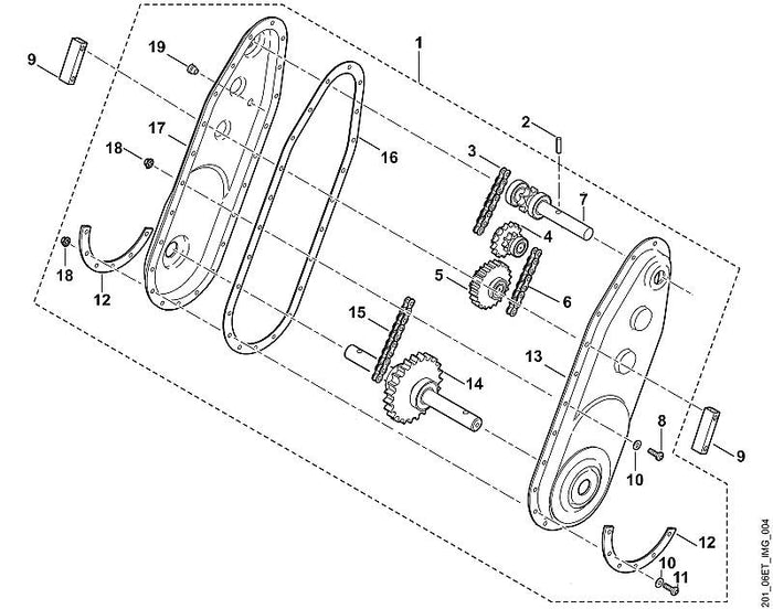 STIHL 9380-620-3251 Spannstift 6x40 positie 2 technische tekening