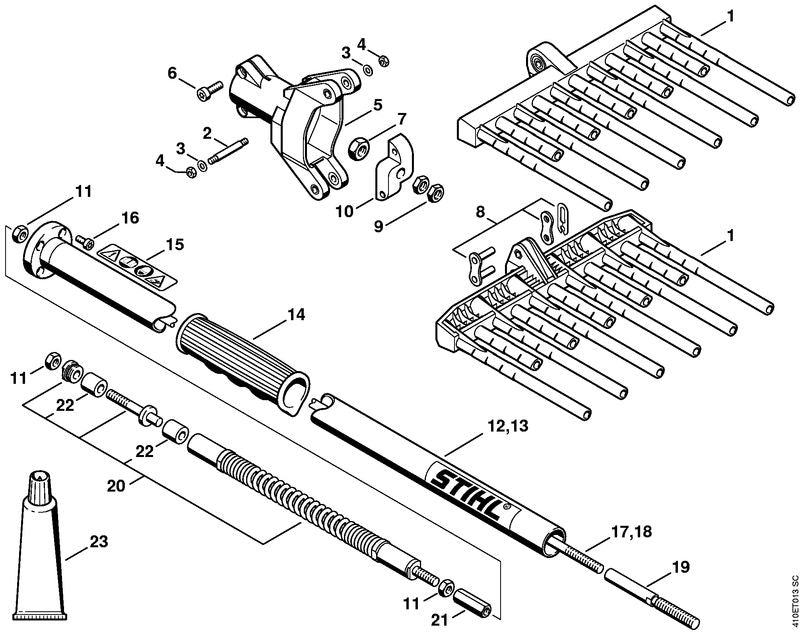 STIHL 4231-791-2000 Griffschlauch positie 14 technische tekening