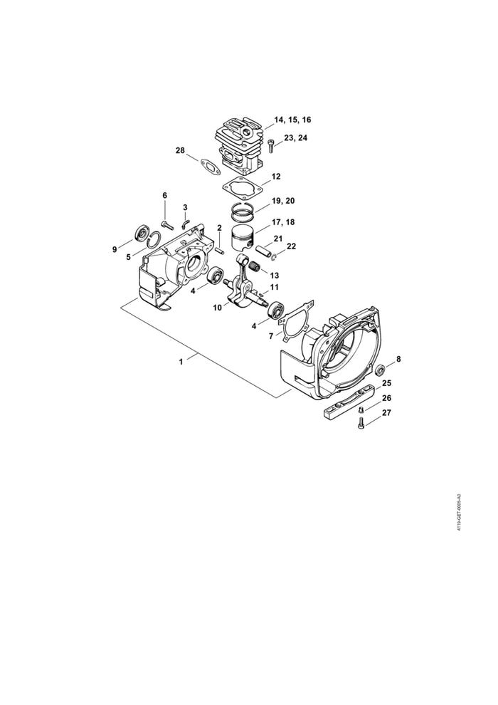 STIHL 4119-030-2004 Kolben Ø 40 mm positie 18 technische tekening