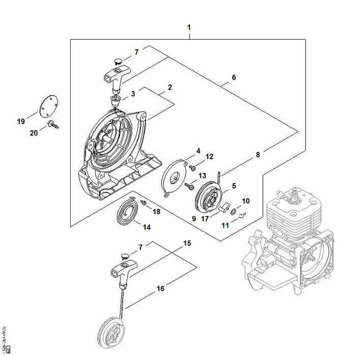 STIHL 4128-080-1801 Lüftergehäuse positie 2 technische tekening