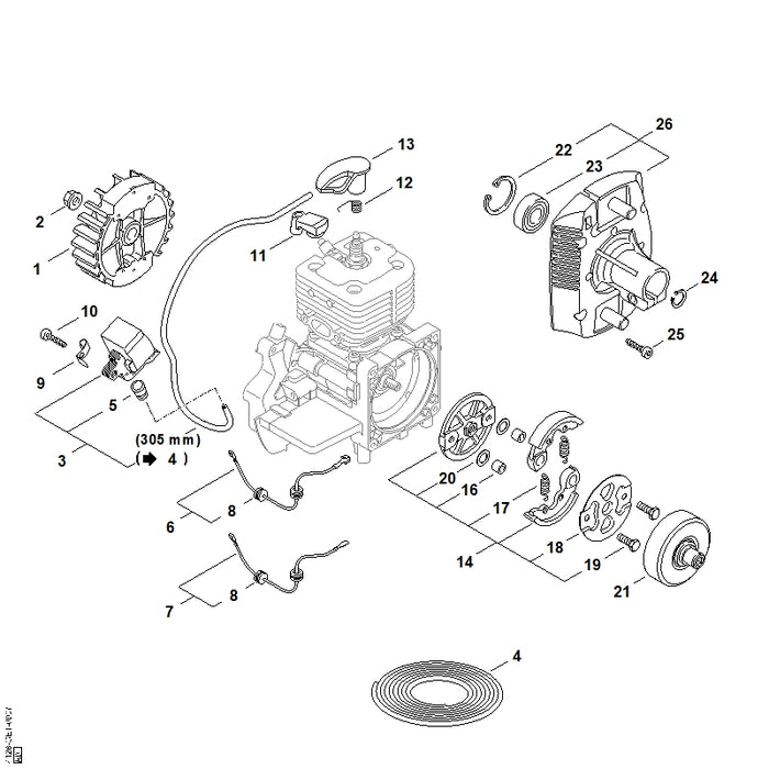 STIHL 4128-405-1000 Zündleitungsstecker positie 13 technische tekening