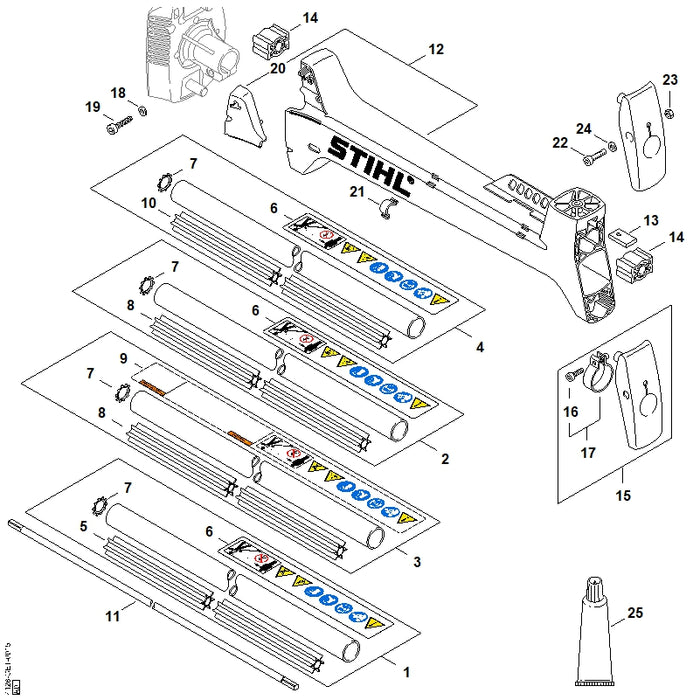 STIHL 4128-710-7106 Schaft Ø 28 mm x 1,55 m positie 4 technische tekening