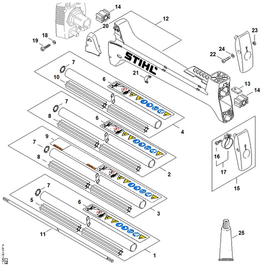 STIHL 4128-791-9800 Vierkantmutter positie 13 technische tekening