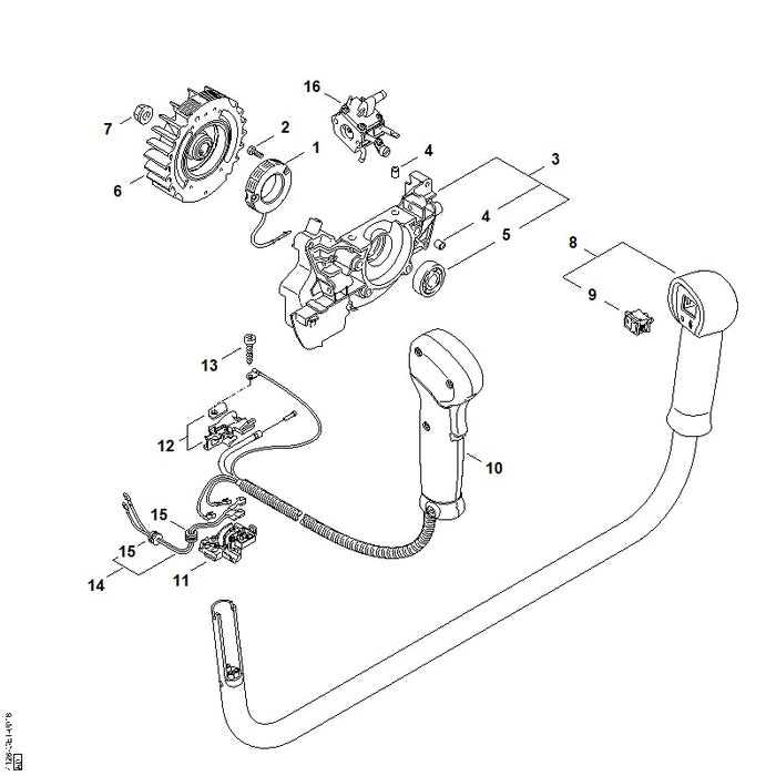 STIHL 4128-430-0505 Schalter positie 9 technische tekening
