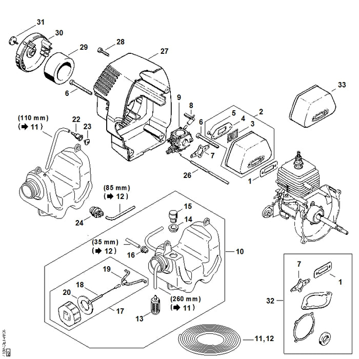 STIHL 4130-149-0600 Schalldämpferdichtung positie 1 technische tekening