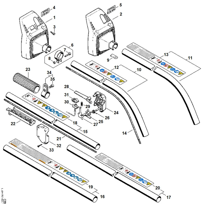 STIHL 4130-182-1000 Gashebel positie 25 technische tekening