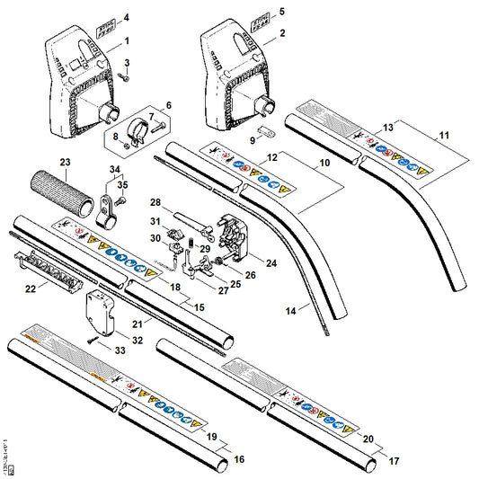 STIHL 4140-711-3202 Antriebswelle positie 21 technische tekening