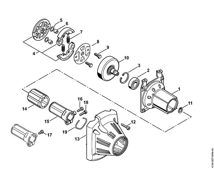 STIHL 4134-160-0400 Kupplungshaube positie 13 technische tekening