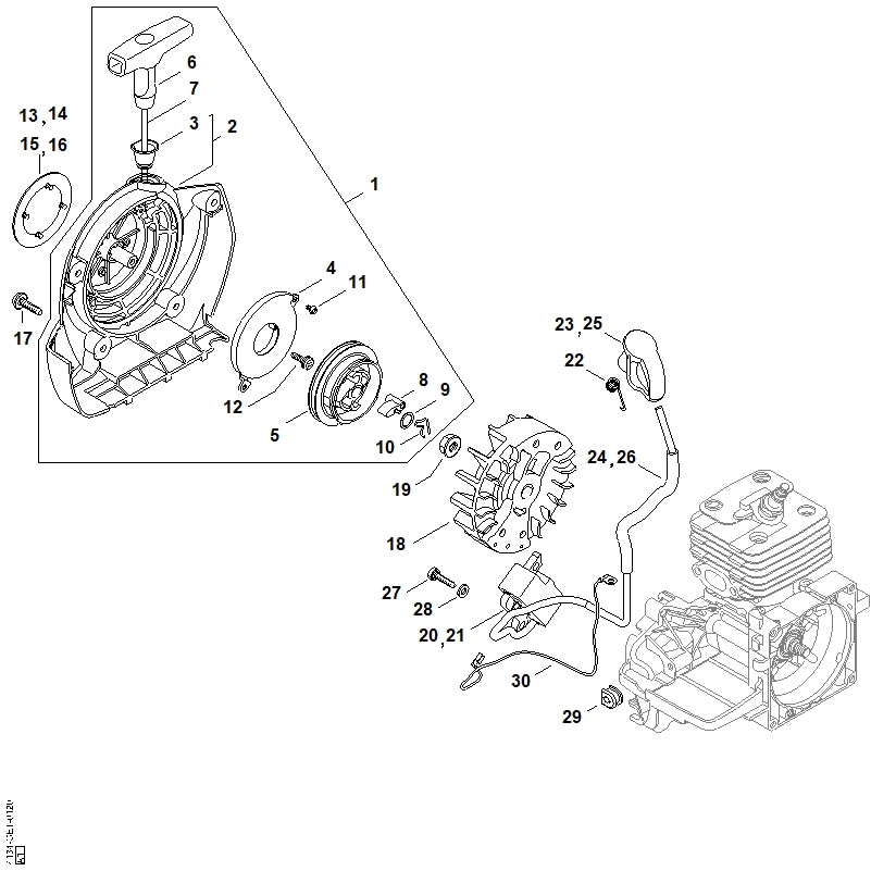 STIHL 4134-967-1511 Typenschild FS 120 positie 13 technische tekening