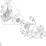 STIHL 4134-967-1511 Typenschild FS 120 positie 13 technische tekening