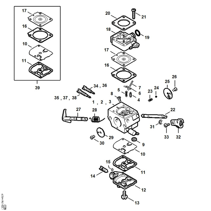 STIHL 4134-121-3302 Drosselklappe positie 29 technische tekening