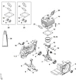 STIHL 4134-020-1218 Zylinder mit Kolben Ø 35 mm positie 14 technische tekening