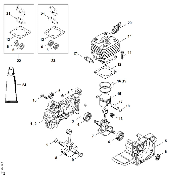 STIHL 4134-007-1050 Dichtungssatz positie 23 technische tekening