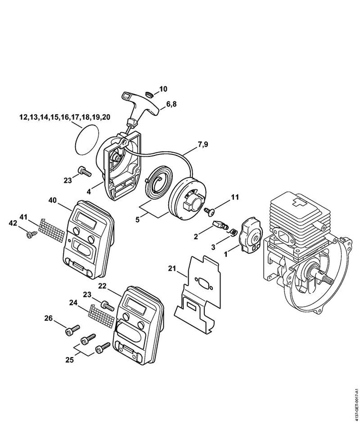 STIHL 4137-140-0600 Schalldämpfer positie 40 technische tekening