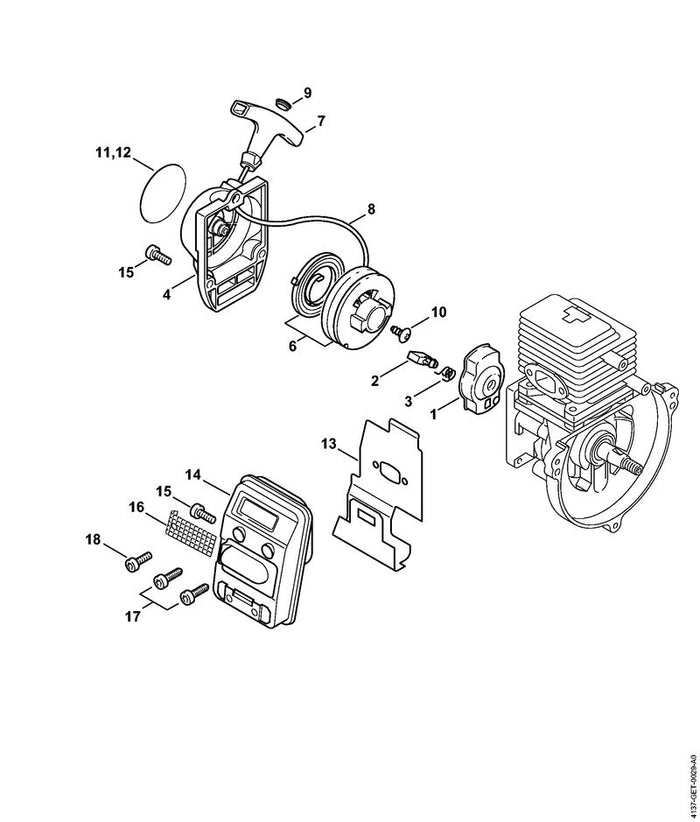 STIHL 4137-967-1523 Typenschild KM 85 R positie 12 technische tekening