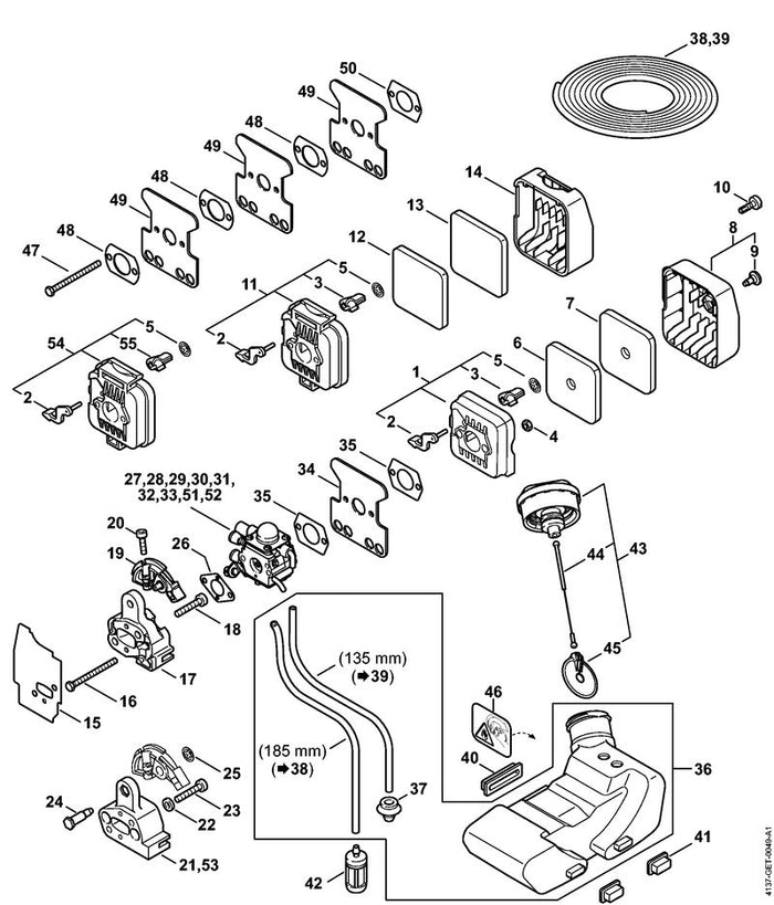 STIHL 4119-122-1701 Distanzblech positie 48 technische tekening