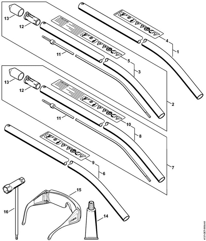 STIHL 4137-710-3203 Antriebswelle positie 11 technische tekening