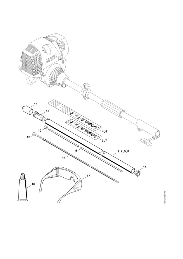 STIHL 4137-710-7116 Schaft Ø 25,4 mm x 0,84 m positie 5 technische tekening