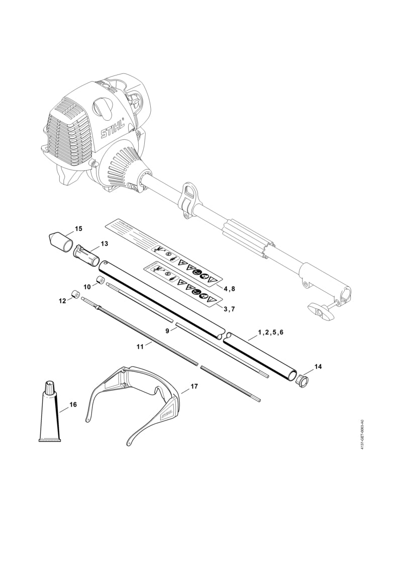 STIHL 4180-710-7136 Schaft positie 1 technische tekening