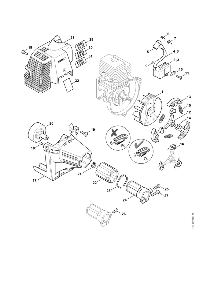 STIHL 4137-084-8300 Abstrahlfolie positie 32 technische tekening