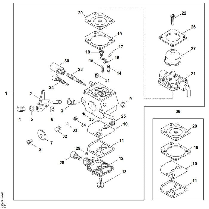 STIHL 4137-121-5603 Festdüse 0.34 positie 31 technische tekening