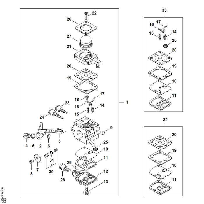 STIHL 4229-120-6701 Hauptstellschraube positie 23 technische tekening