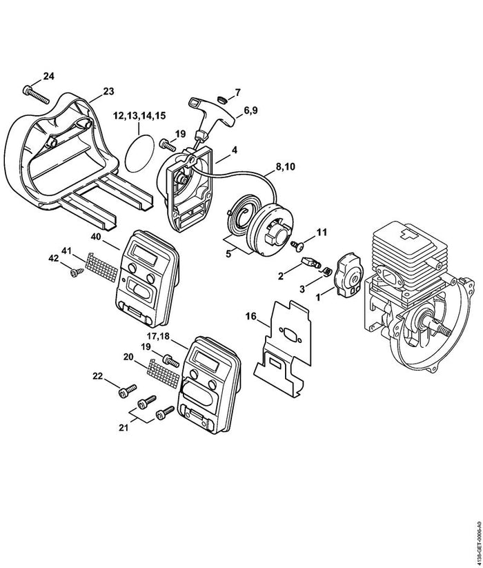 STIHL 4138-967-1503 Typenschild HT 75 positie 14 technische tekening
