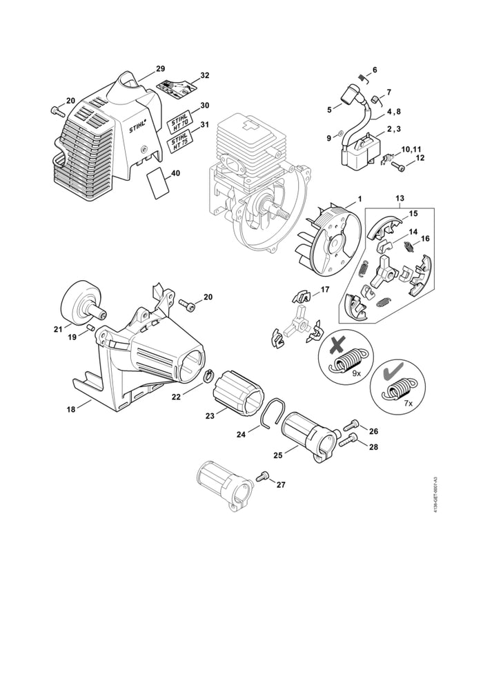 STIHL 4138-967-3700 Warnhinweis Piktogramm HT, PC positie 32 technische tekening