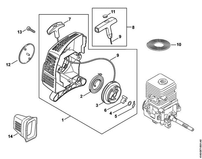 STIHL 4140-967-1513 Typenschild KM 55 R positie 12 technische tekening