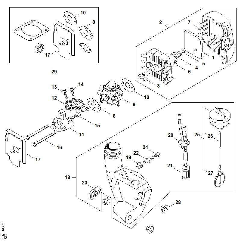 STIHL 4140-120-0622 Vergaser C1Q-S265E positie 9 technische tekening