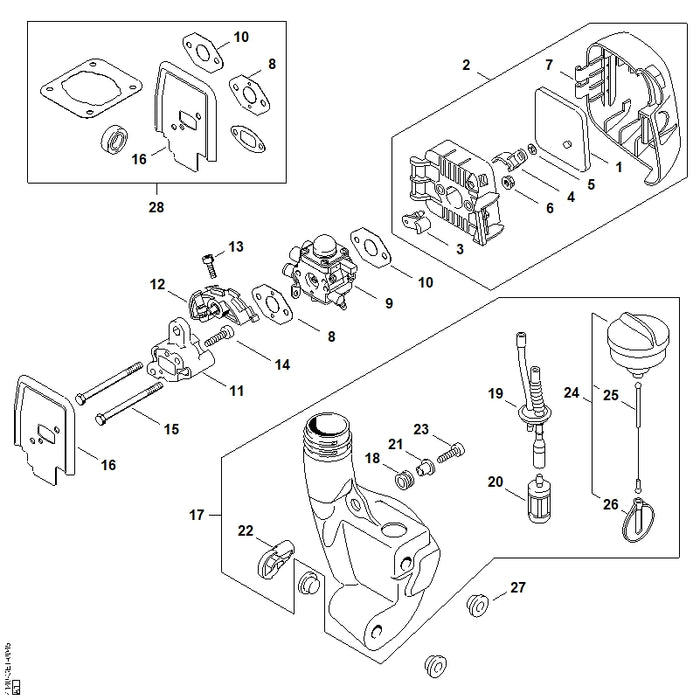 STIHL 4140-120-0634 Vergaser 4140/34 positie 9 technische tekening