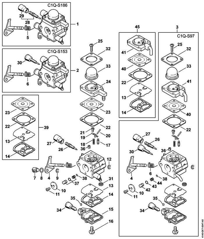 STIHL 4140-120-6800 Leerlaufstellschraube positie 28 technische tekening