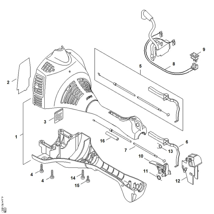 STIHL 4140-020-3010 Motorgehäuse positie 1 technische tekening