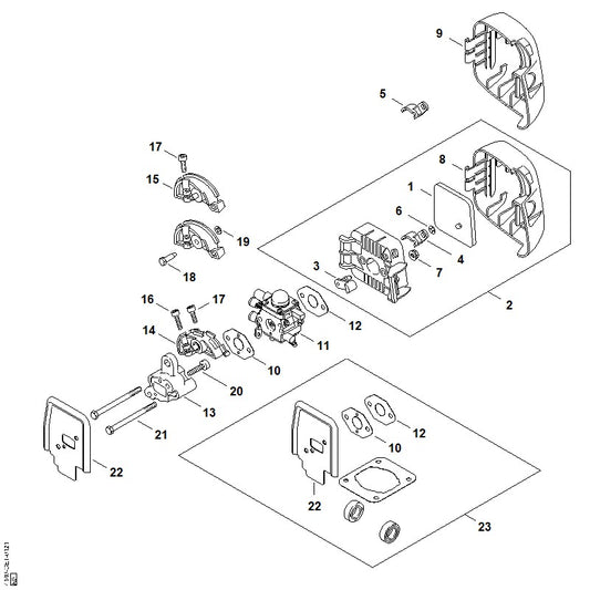STIHL 4140-120-0610 Vergaser C1Q-S58B positie 11 technische tekening
