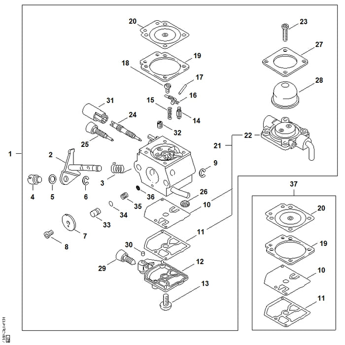 STIHL 4129-121-4700 Regelmembrane positie 20 technische tekening