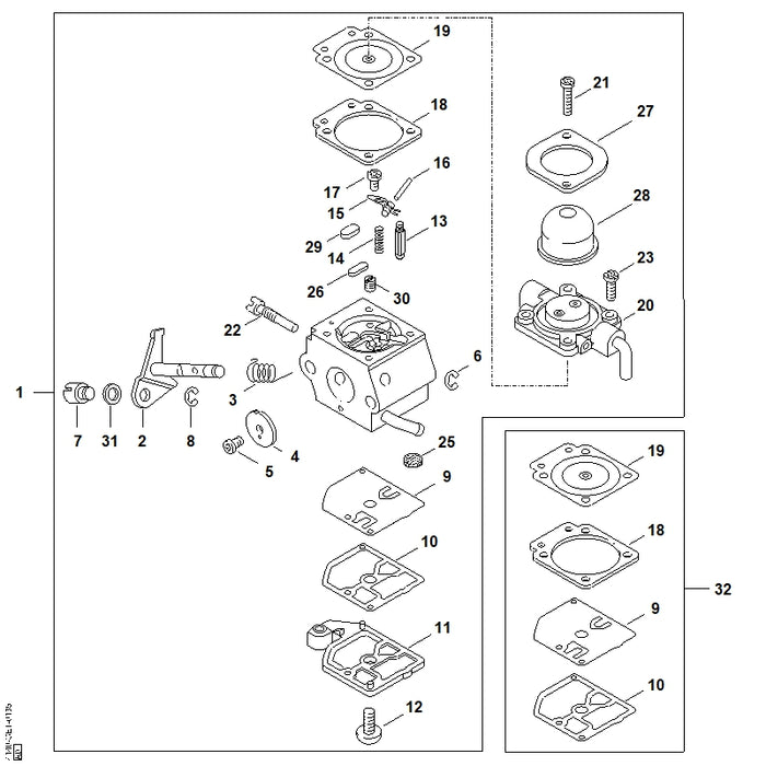 STIHL 4227-007-1060 Satz Vergaserteile positie 32 technische tekening