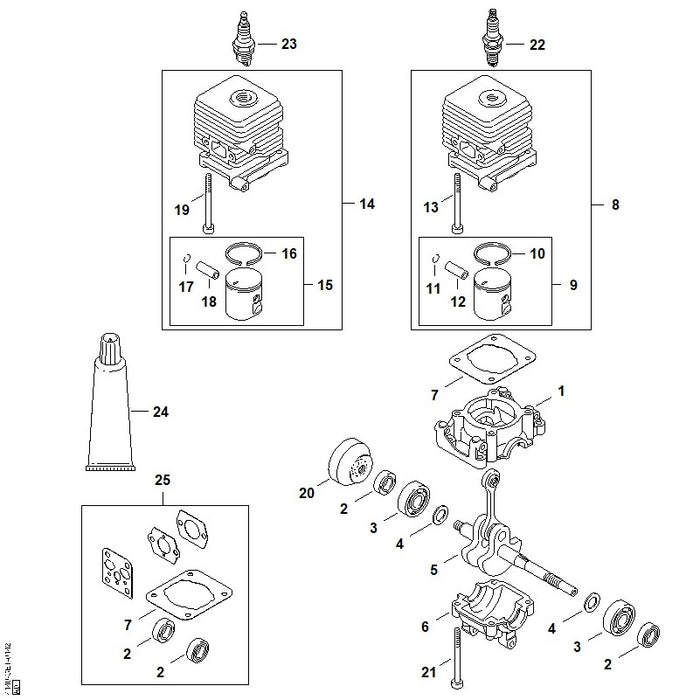 STIHL 4140-029-2302 Zylinderdichtung positie 7 technische tekening