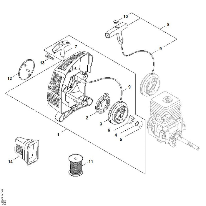 STIHL 4140-967-1529 Typenschild FS 55 R positie 12 technische tekening