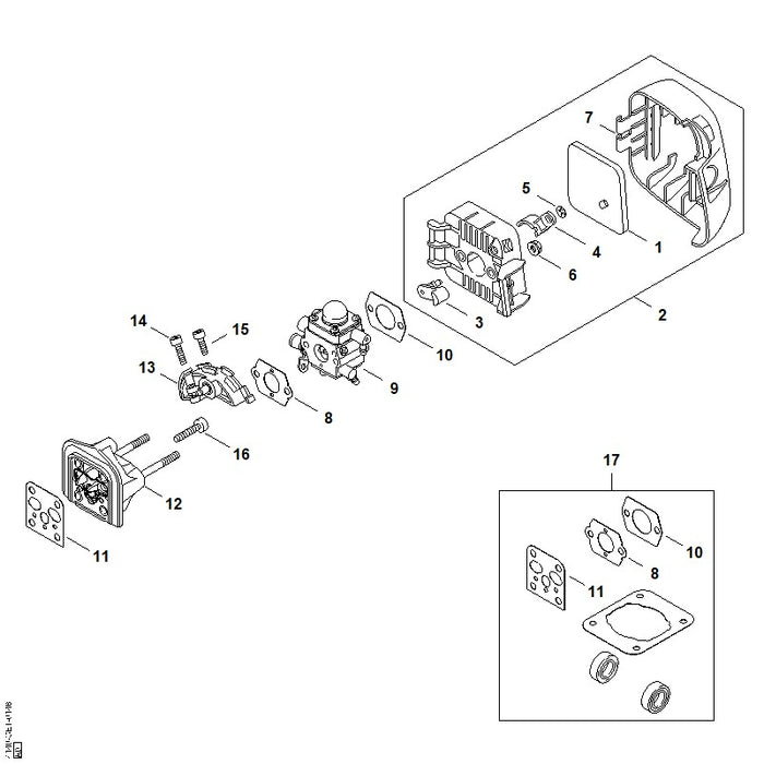 STIHL 4140-120-0621 Vergaser C1Q-S216A positie 9 technische tekening